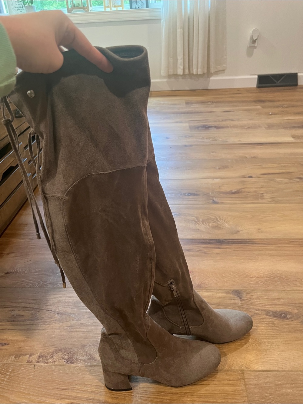 Liz Claiborne Taupe Suede Over-the-Knee Heeled Boots